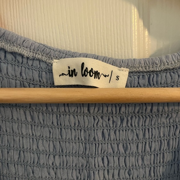 Light Blue Smocked Ruffle Hem Maternity Midi Dress - Picture 3 of 5